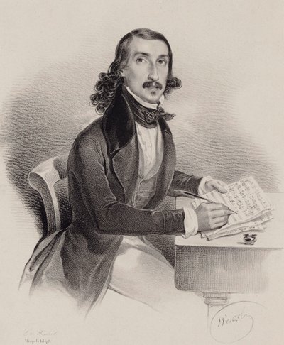 Retrato do cantor e compositor Giacinto Marras 1810-1883, 1840. de Francesco Wenzel