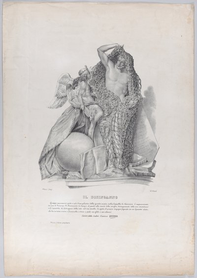 Príncipe Raimondo di Sangro desembaraçando-se da rede dos cuidados mundanos com ..., ca. 1840-50. de Francesco Wenzel