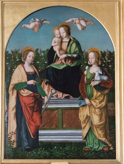 Madonna e Criança, St. Agatha e St. Agnes de Francesco Zaganelli di Bosio