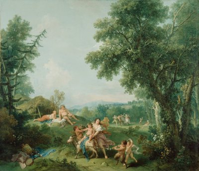 Paisagem com a educação de Baco, 1744 de Francesco Zuccarelli