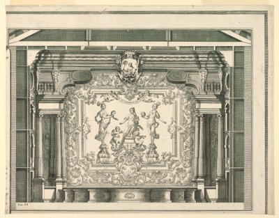 Seção transversal, Proscênio e Cortina, Teatro Filarmonico, Verona de Francesco Zucchi