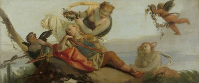 O Rinaldo Adormecido Coroado com Flores pela Armida (anteriormente intitulado Marte Adormecido) de Francesco Zugno