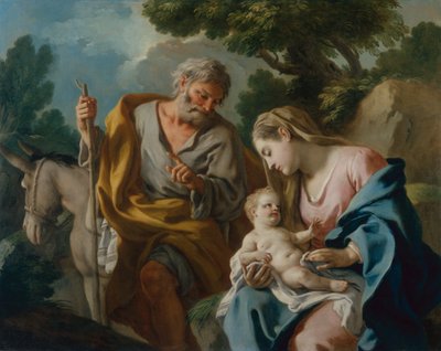 Descanse na fuga para o Egito (óleo sobre tela) de Francesco de Mura