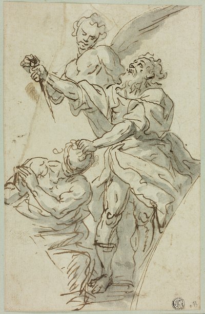 Esboço de um pórtico com o sacrifício de Isaac de Francesco de Mura