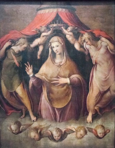 A Coroação da Virgem (óleo sobre tela) de Francesco de Rossi Salviati Cecchino