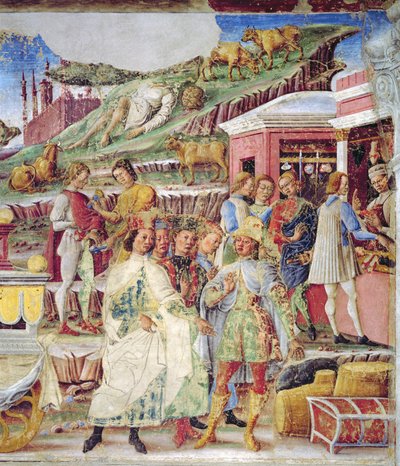 O Triunfo de Mercúrio: Junho, da Sala dos Meses, c.1467-70 (fresco) (detalhe) de Francesco del Cossa