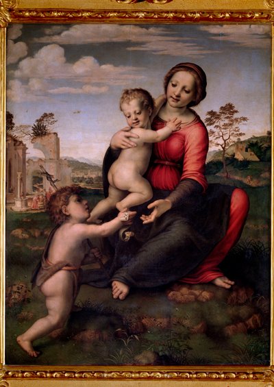 Virgem com criança e São João Batista (pintura de Francesco di Cristofano Franciabigio