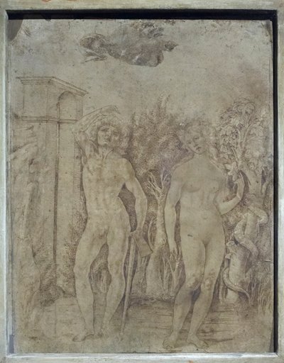 Adão e Eva, c.1470 (pena e tinta sobre pergaminho) de Francesco di Giorgio Martini