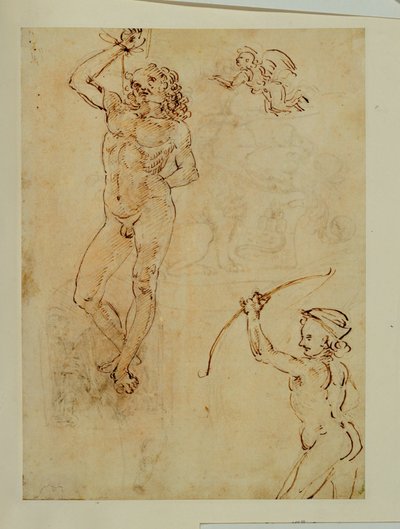 Esboço de um martírio de São Sebastião ... de Francesco di Simone (attr. to)
