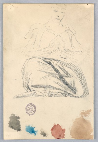 Esboço de Cortinas para Figura Sentada de Francis Augustus Lathrop