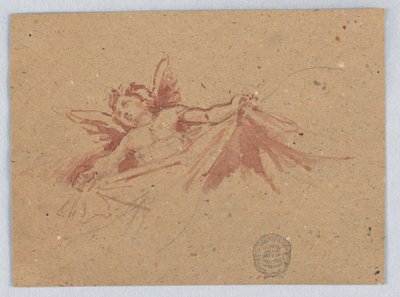 Esboço de Putti com cortinas de Francis Augustus Lathrop