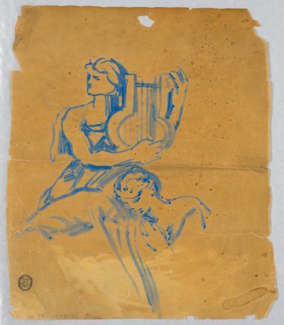Esboço de dois anjos de Francis Augustus Lathrop