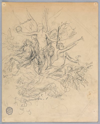 Esboço de Figura Alada, Possivelmente Fortuna de Francis Augustus Lathrop
