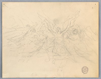Esboço de anjos adoradores de Francis Augustus Lathrop