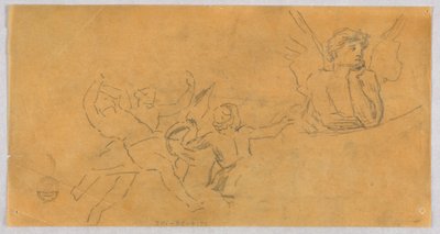 Esboço de um anjo e Putti de Francis Augustus Lathrop