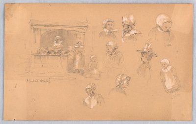Esboços de habitantes da cidade em Mont St. Michel e Vitré de Francis Augustus Lathrop
