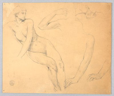 Esboços de um nu feminino e braços de Francis Augustus Lathrop