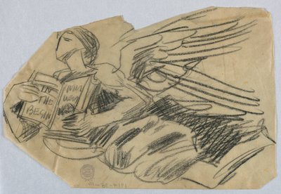 Estudo do anjo com um livro de Francis Augustus Lathrop