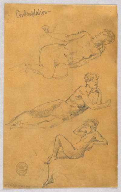 Três esboços de nus femininos de Francis Augustus Lathrop