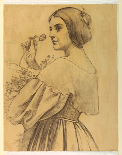 mulher com flores de Francis Augustus Lathrop