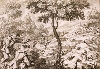 Cony Catching, gravado por Wenceslaus Hollar, 1671 de Francis Barlow