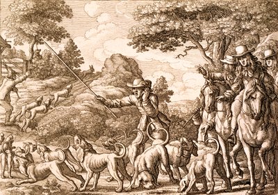 Caça à Lebre, gravada por Wenceslaus Hollar, 1671 de Francis Barlow