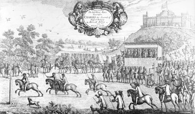 A Última Corrida de Cavalos acontece antes de Carlos, o Segundo da Memória Abençoada, por Dorsett Ferry, perto do Castelo de Windsor, em 24 de agosto de 1684, 1687 de Francis Barlow