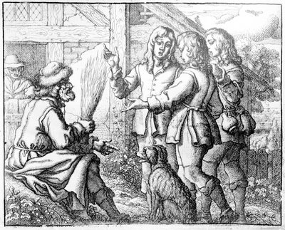 O velho e seus filhos, ilustração de &39;Fábulas de Esopo&39;, 1666 (gravura) de Francis Barlow