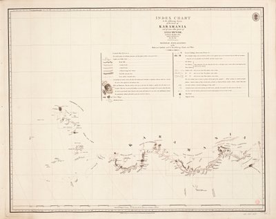 Ficha de síntese do seguinte levantamento da costa de Karamania de Francis Beaufort