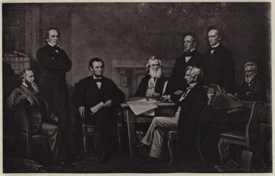 Primeira Leitura da Proclamação de Emancipação de Abraham Lincoln (litho) de Francis Bicknell (after) Carpenter