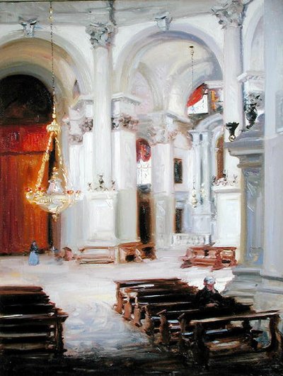Interior da Saudação, Veneza (óleo sobre tela) de Francis Campbell Boileau Cadell