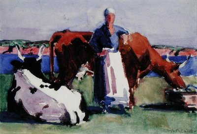 Milkmaid, Iona (aguarela sobre papel) de Francis Campbell Boileau Cadell