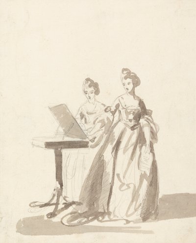 Estudo para o retrato da Princesa Louisa e da Rainha Caroline Matilda da Dinamarca de Francis Cotes