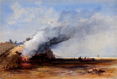 Queima de um Barco Velho, século XIX. de Francis Danby