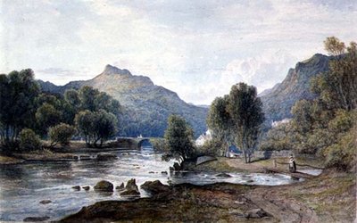 PD.9-1997 A View in Wales, c.1826 (aquarela sobre papel) de Francis Danby