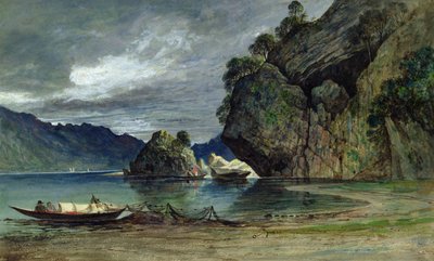 A aproximação de uma tempestade em Liensfjord (aquarela em papel) de Francis Danby