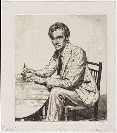 Stephen Bone cortando um bloco de madeira de Francis Dodd