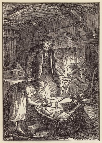 Ilustração para "O Grilo na Lareira" de Charles Dickens (litografia a cores) de Francis Donkin Bedford