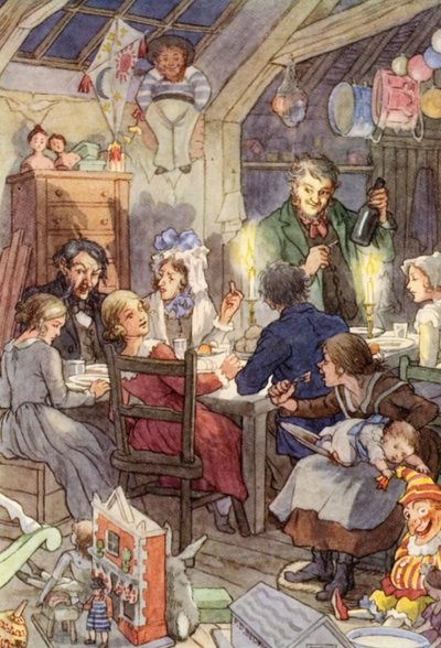 Ilustração para "O Grilo na Lareira" de Charles Dickens (litografia a cores) de Francis Donkin Bedford