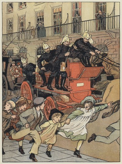 Londres: A Fire-Engine (litografia a cores) de Francis Donkin Bedford