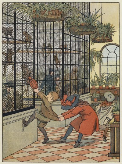 Londres: The Monkey House (litografia a cores) de Francis Donkin Bedford