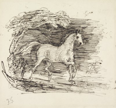 Um cavalo cinza saindo de uma floresta de Francis Grant