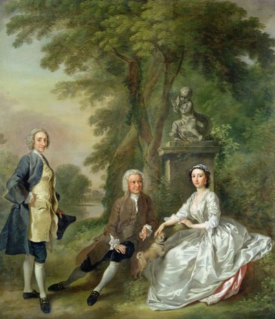Jonathan Tyers (d.1767) e sua filha, Elizabeth e seu marido, John Wood, c.1750-52 de Francis Hayman