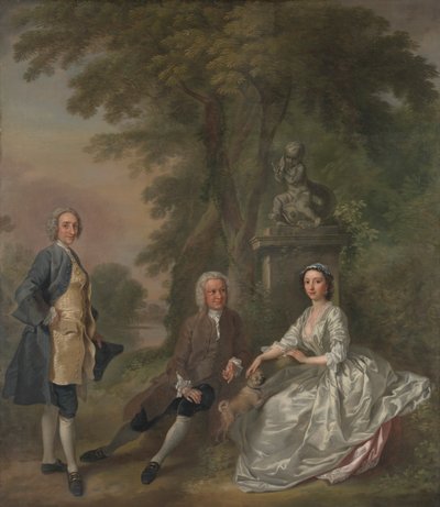 Jonathan Tyers, com a sua filha Elizabeth, e o seu marido John Wood de Francis Hayman