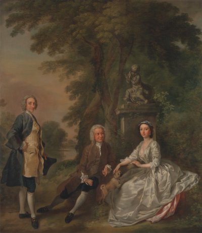 Jonathan Tyers, com a sua filha Elizabeth, e o seu marido John Wood de Francis Hayman
