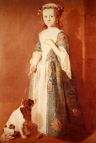 Menina com um cão (óleo sobre tela) de Francis Hayman