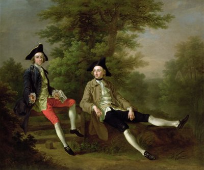 Retrato de David Garrick (1717-79) (à esquerda) e William Windham de Felbrigg (1717-61) (à direita) c.1745 de Francis Hayman