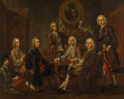 Retrato de um grupo de cavalheiros, com o artista de Francis Hayman