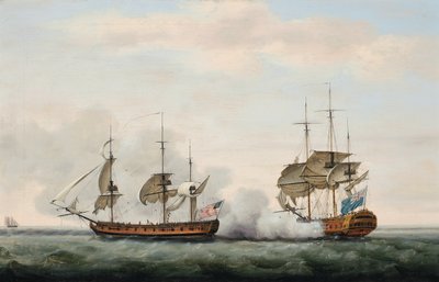 O navio Bridgewater, da Companhia das Índias Orientais, defendeu com sucesso sua carga de um ataque do corsário americano Hampden a caminho de Santa Helena para a Inglaterra em 8 de março de 1779 de Francis Holman