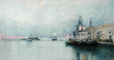 Nascer da Lua no Grande Canal (aguarela sobre papel) de Francis Hopkinson Smith